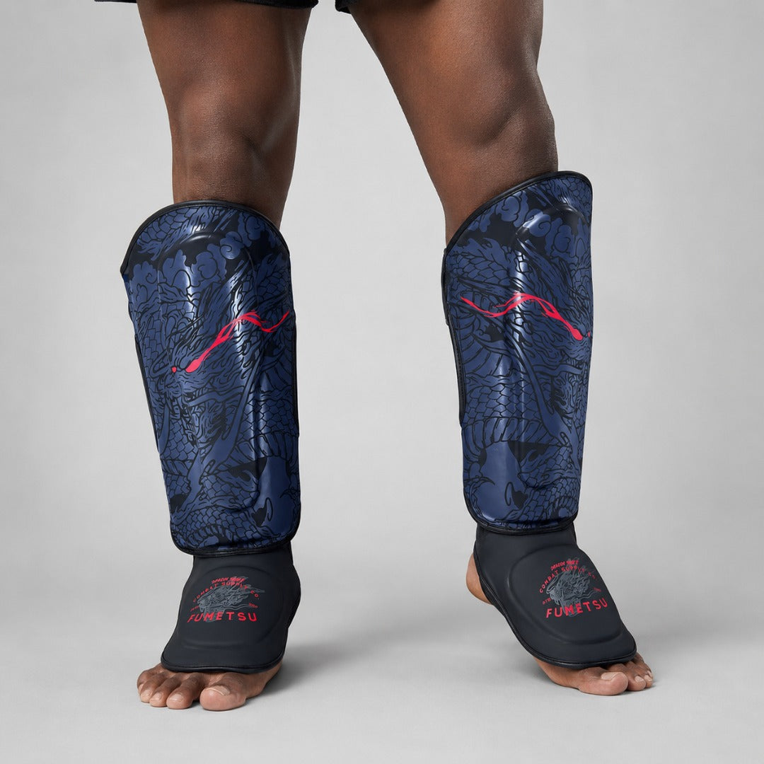 Fumetsu Dragon Slayer Shin Guards Blue/Black/Red Lifestyle 2