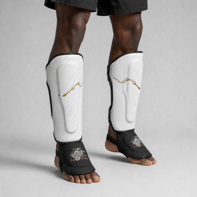 Fumetsu Dragon Slayer Shin Guards White/Black/Gold Lifestyle 4