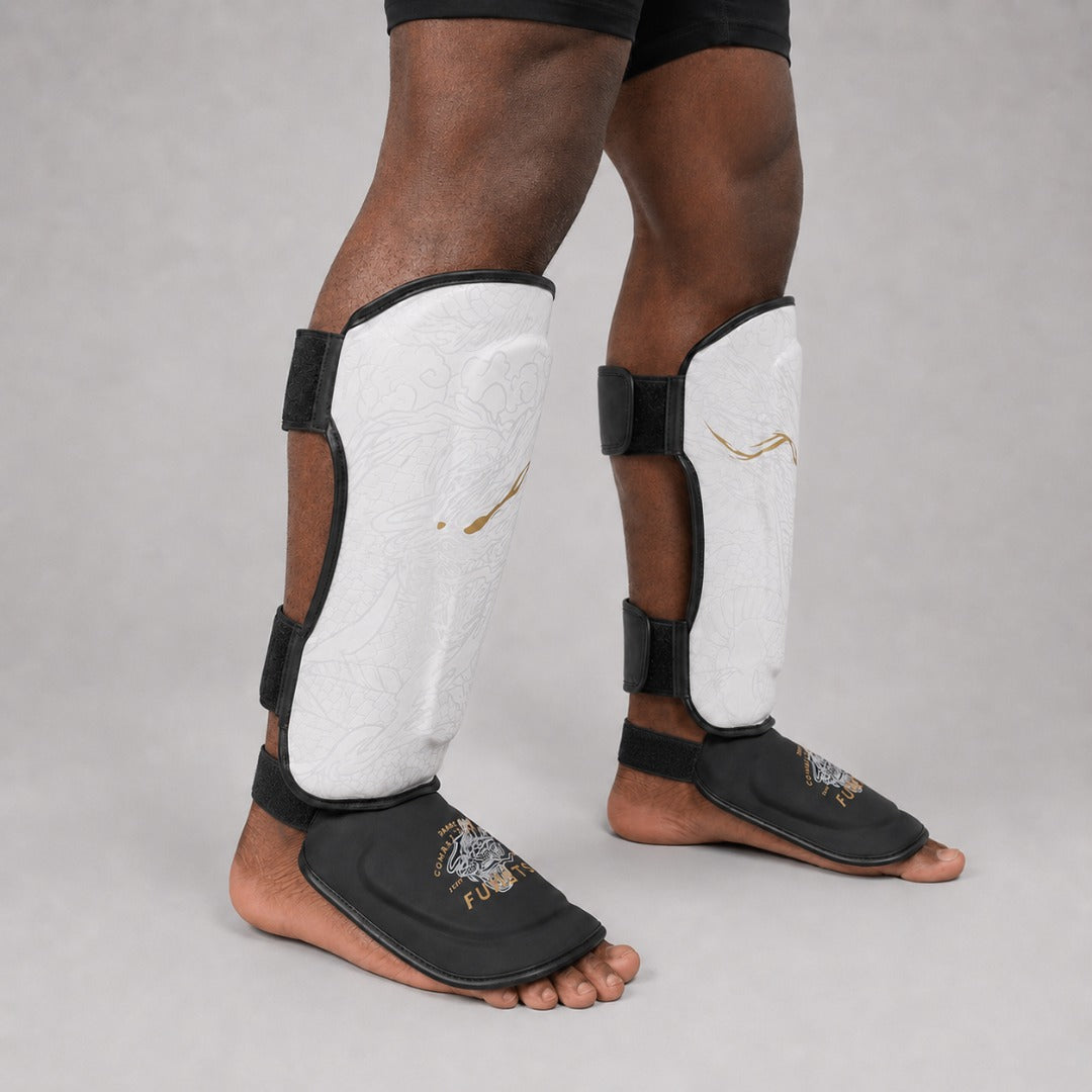 Fumetsu Dragon Slayer Shin Guards White/Black/Gold Lifestyle 5