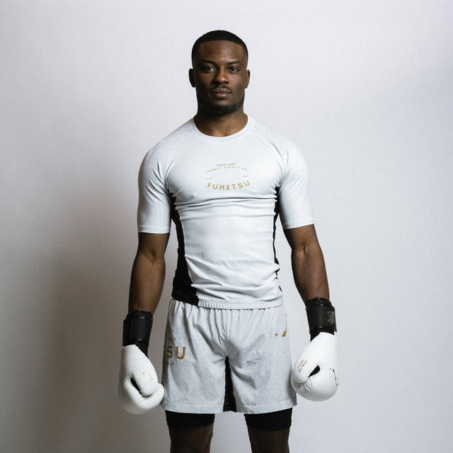 Fumetsu Dragon Slayer Short Sleeve Rash Guard White/Black/Gold