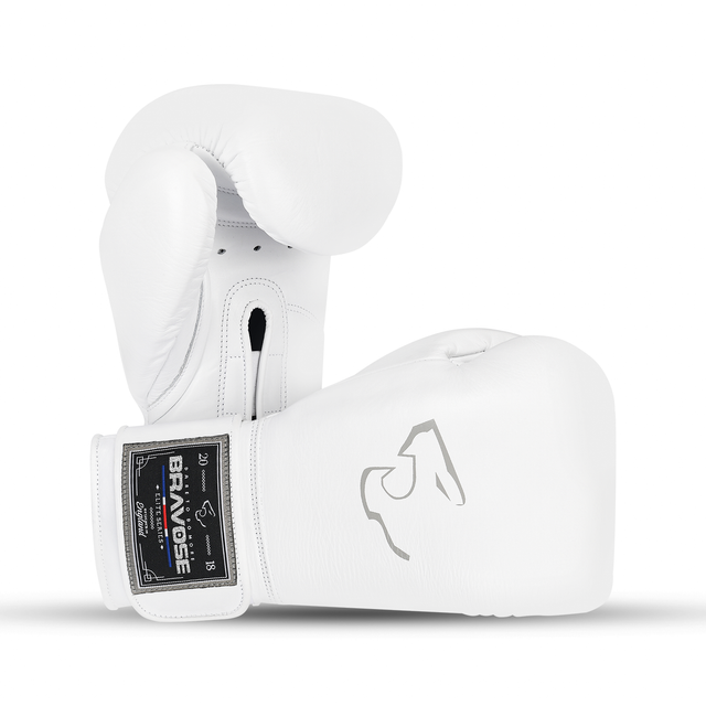 Bravose Elite Pro 2.0 Velcro Boxing Gloves White & Grey