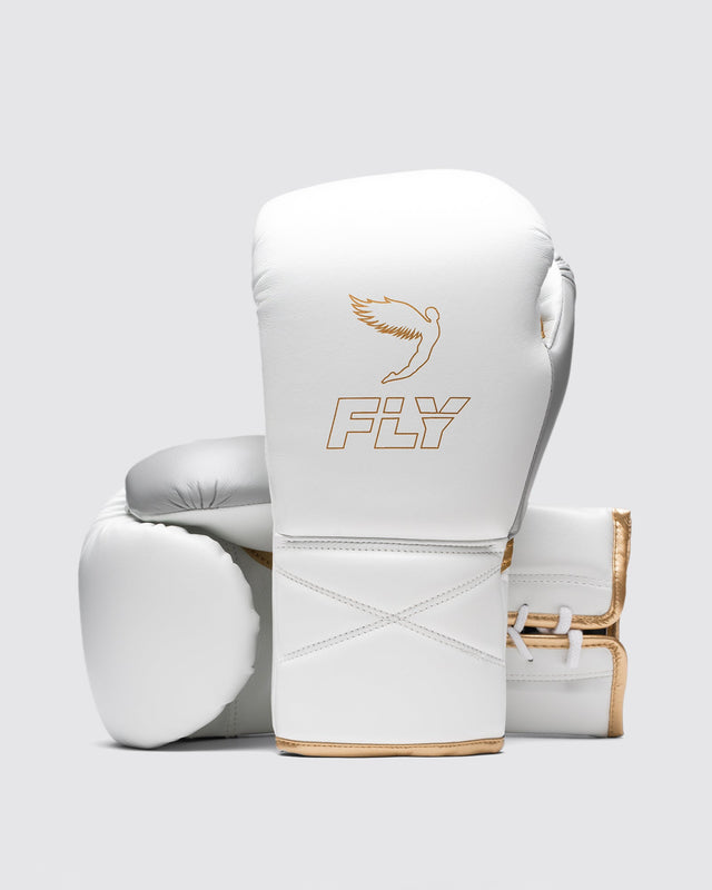 Fly Superlace Pro X 2 Boxing Gloves White/Grey/Gold