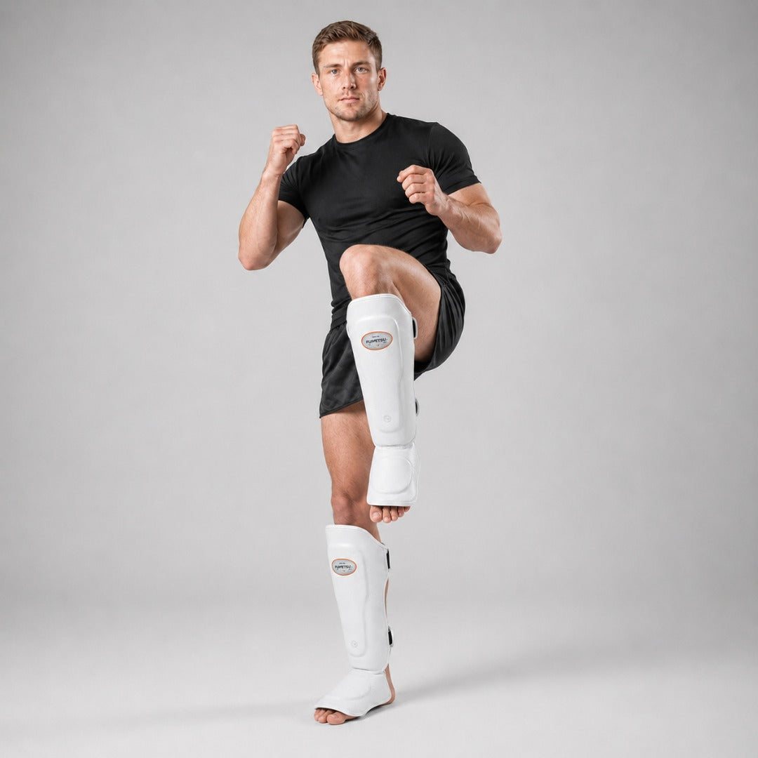 Fumetsu FMT1 Thai Shin Guards White Lifestyle 6