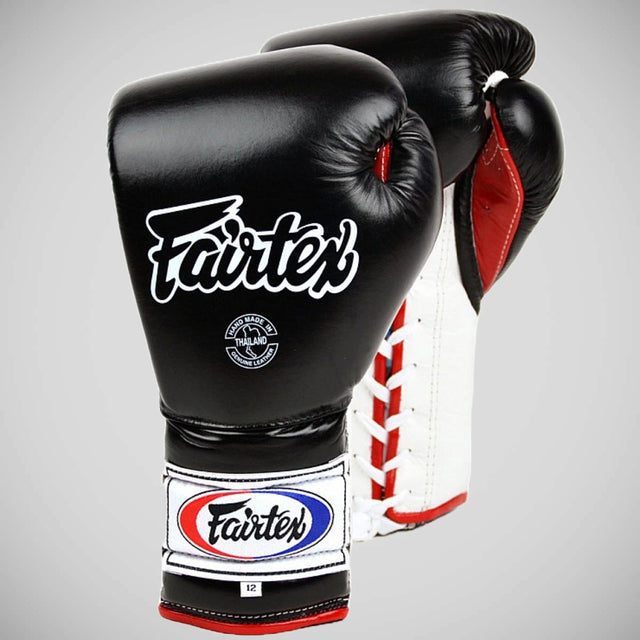 Fairtex Mexican Lace-up Boxing Gloves Black