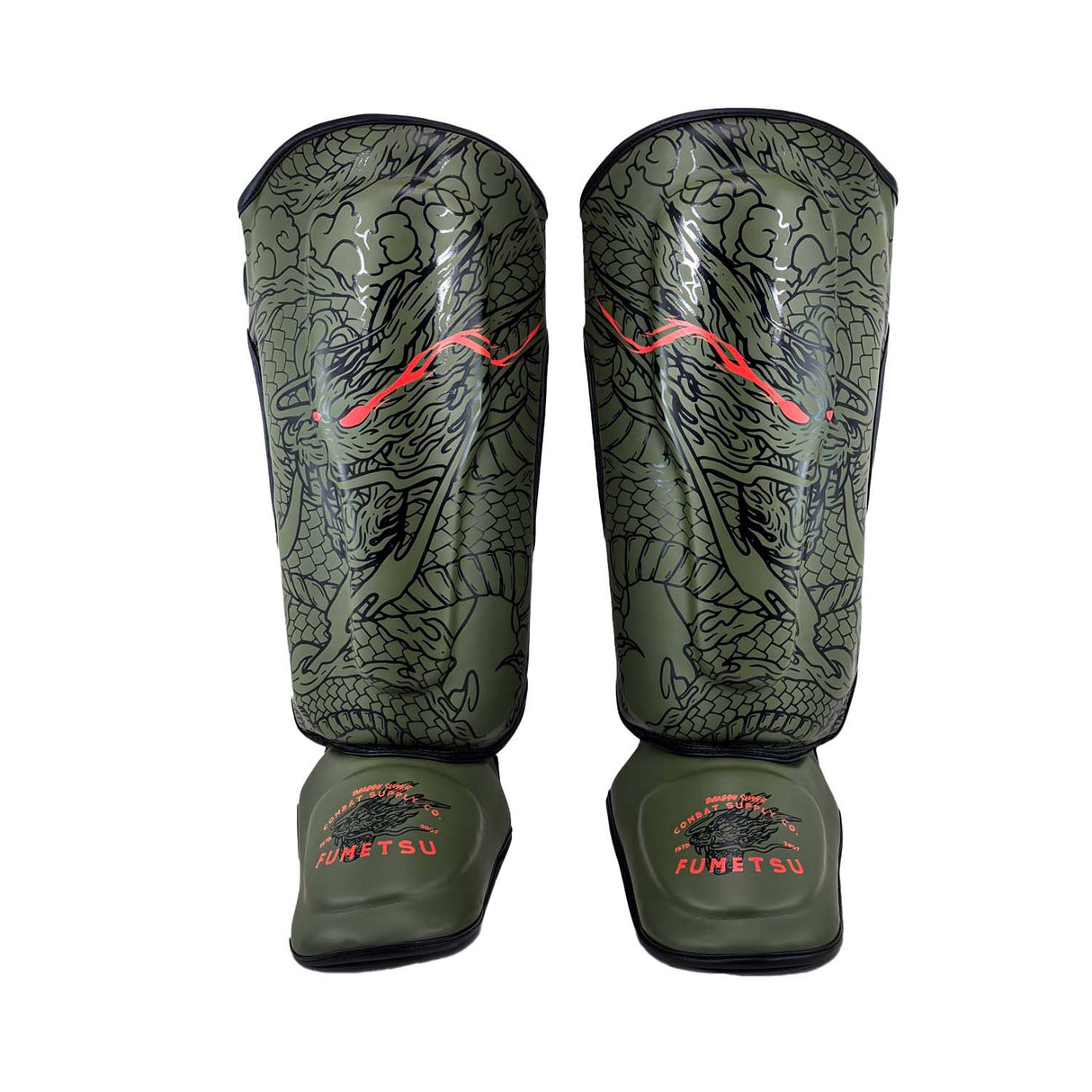 Fumetsu Dragon Slayer Shin Guards Khaki/Orange