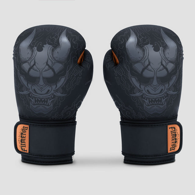 Fumetsu Oni Boxing Gloves Black/Grey/Bronze - front view