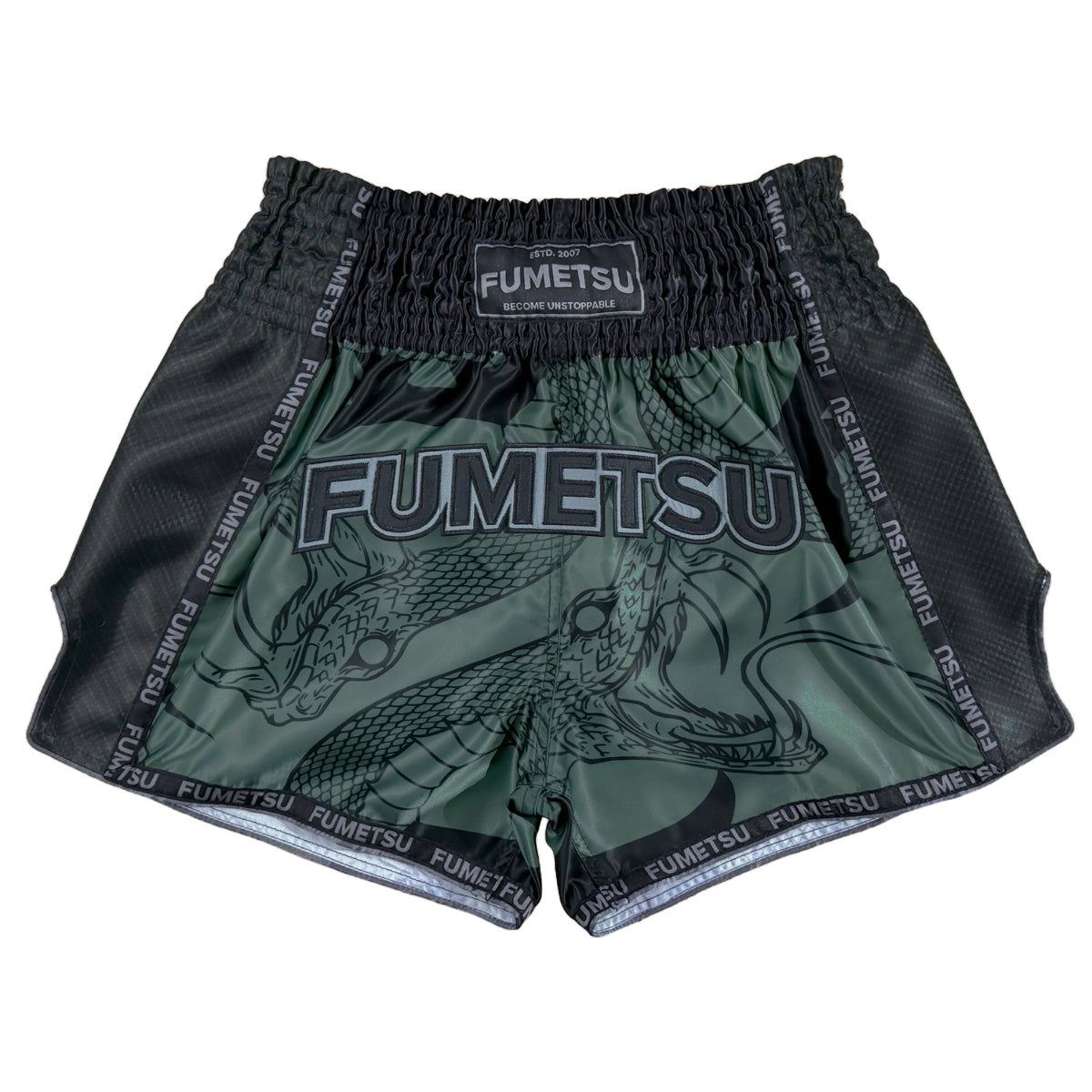 Fumetsu Anaconda Muay Thai Shorts Khaki/Schwarz