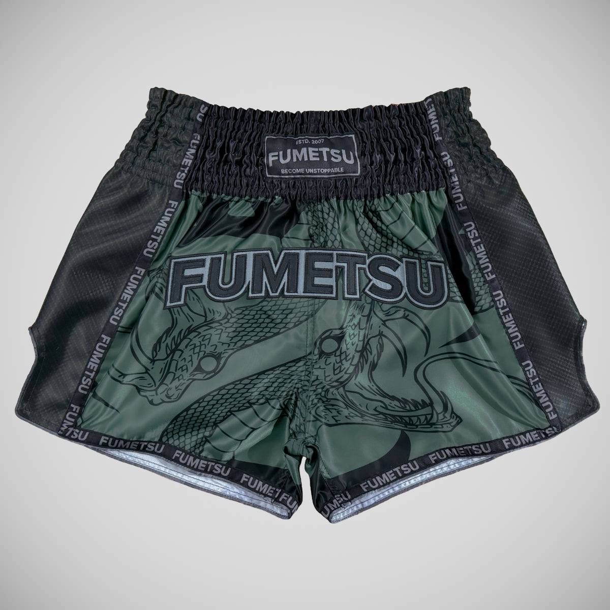 Fumetsu Anaconda Muay Thai Shorts Khaki/Schwarz