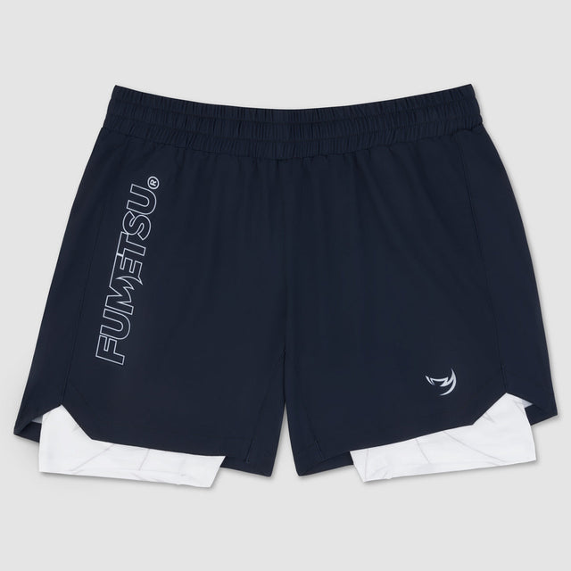 Fumetsu Icon Dual Layer Fight Shorts Navy/White