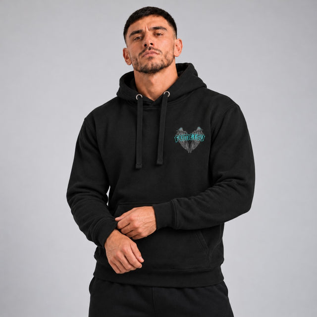 Fumetsu Inked - Wings Hoodie Black/Teal Lifestyle 2