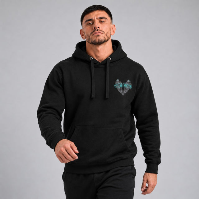 Fumetsu Inked - Wings Hoodie Black/Teal Lifestyle 1