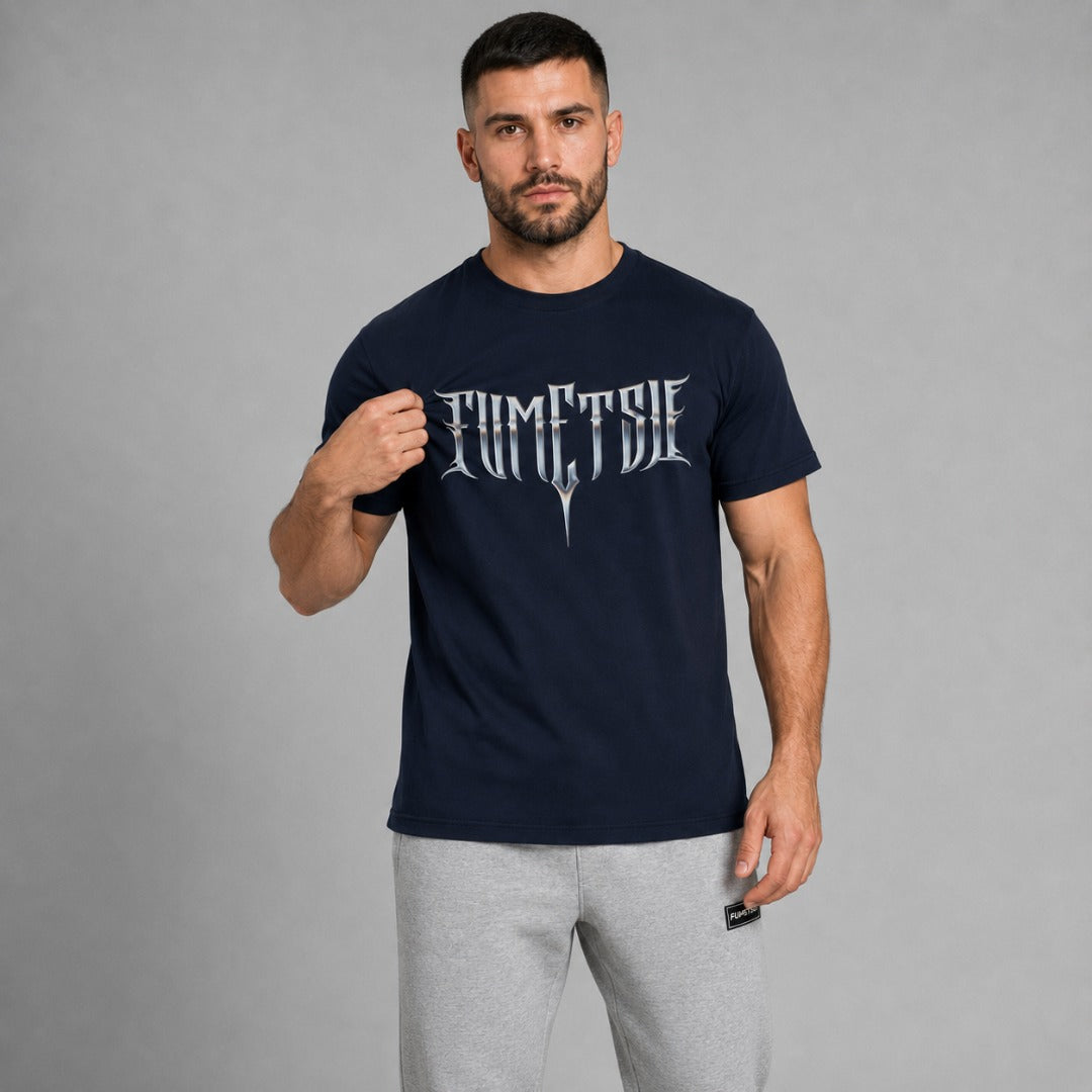 Fumetsu Brushed Metal T-Shirt Navy Lifestyle 1