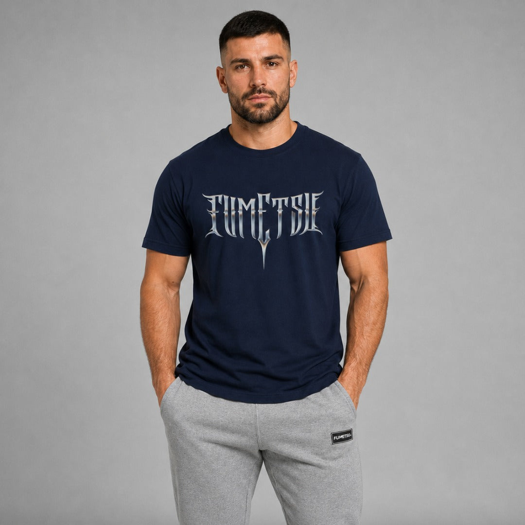 Fumetsu Brushed Metal T-Shirt Navy Lifestyle 2