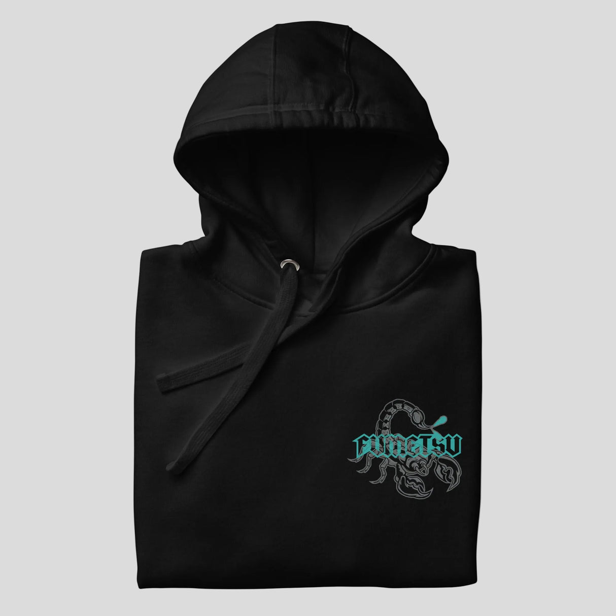 Fumetsu Inked Scorpion Hoodie Black/Teal Folded