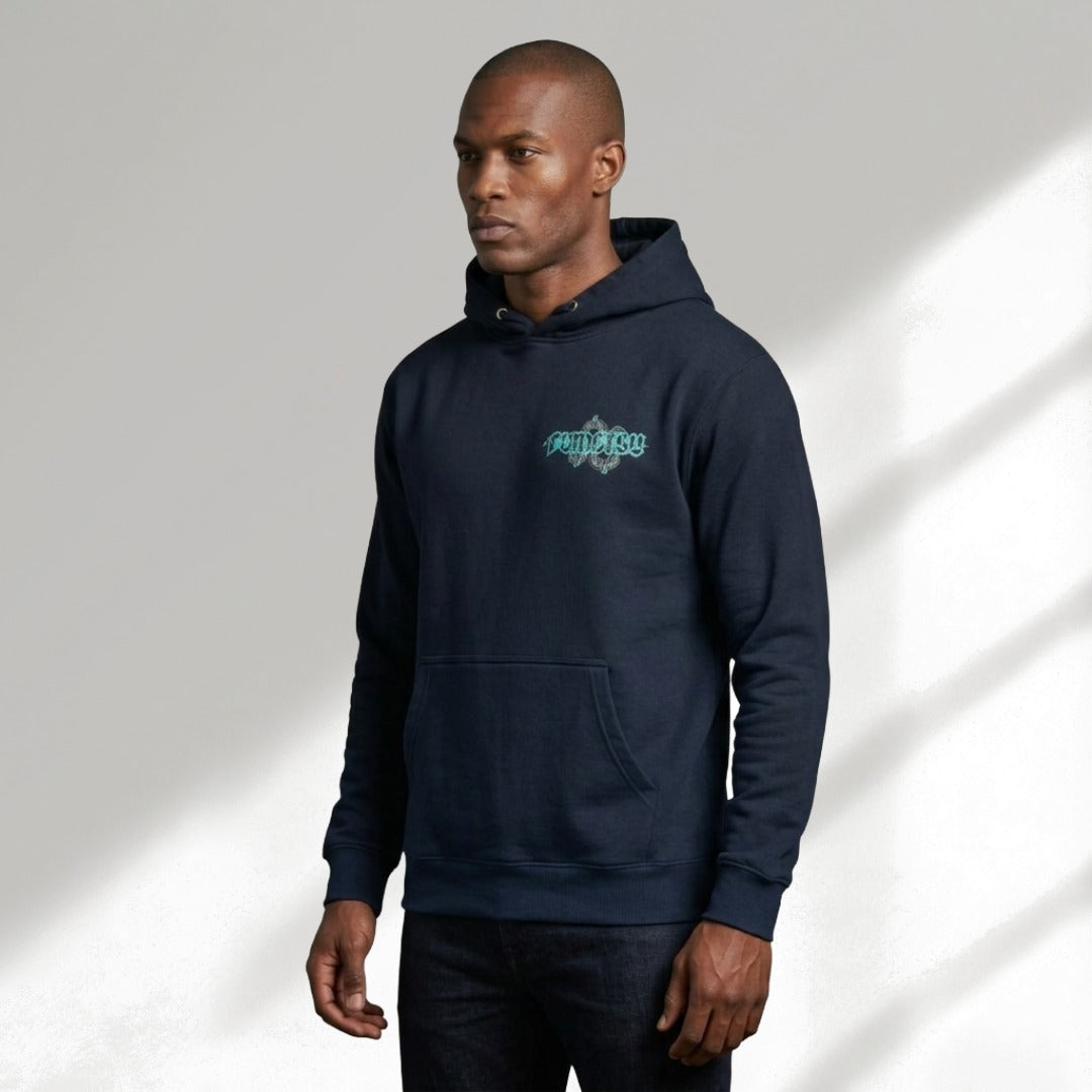 Fumetsu Inked Snake Hoodie Navy/Teal Lifestyle