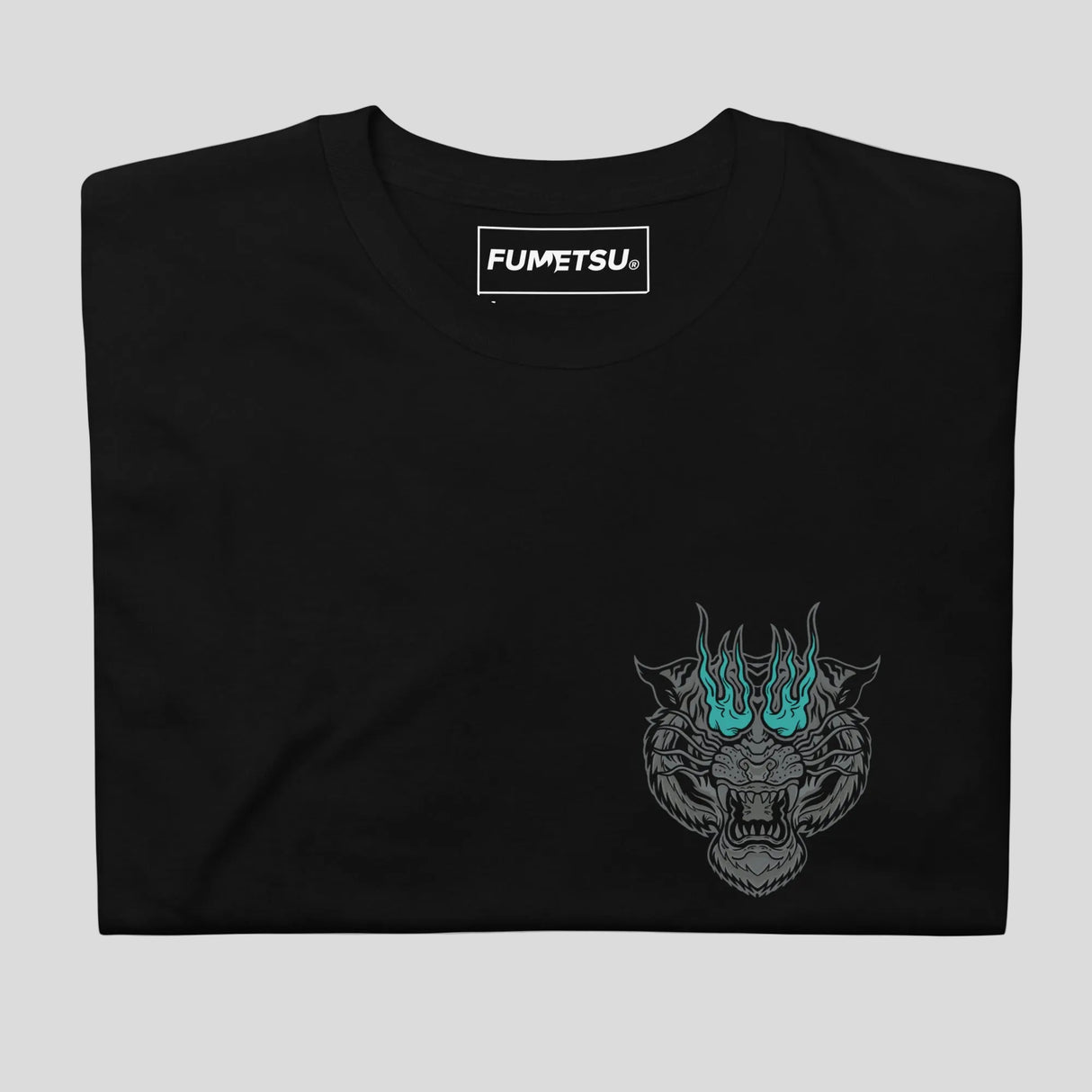 Fumetsu Inked Tiger T-Shirt Black/Grey/Teal Folded