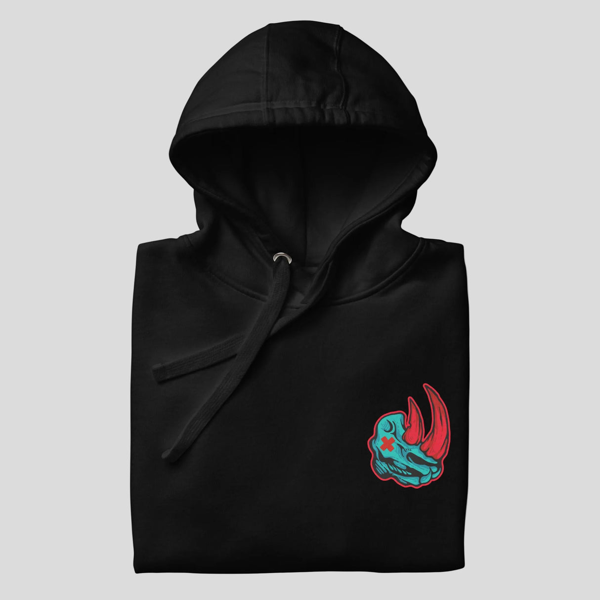 Fumetsu Rhino Hoodie Black/Blue/Red Folded