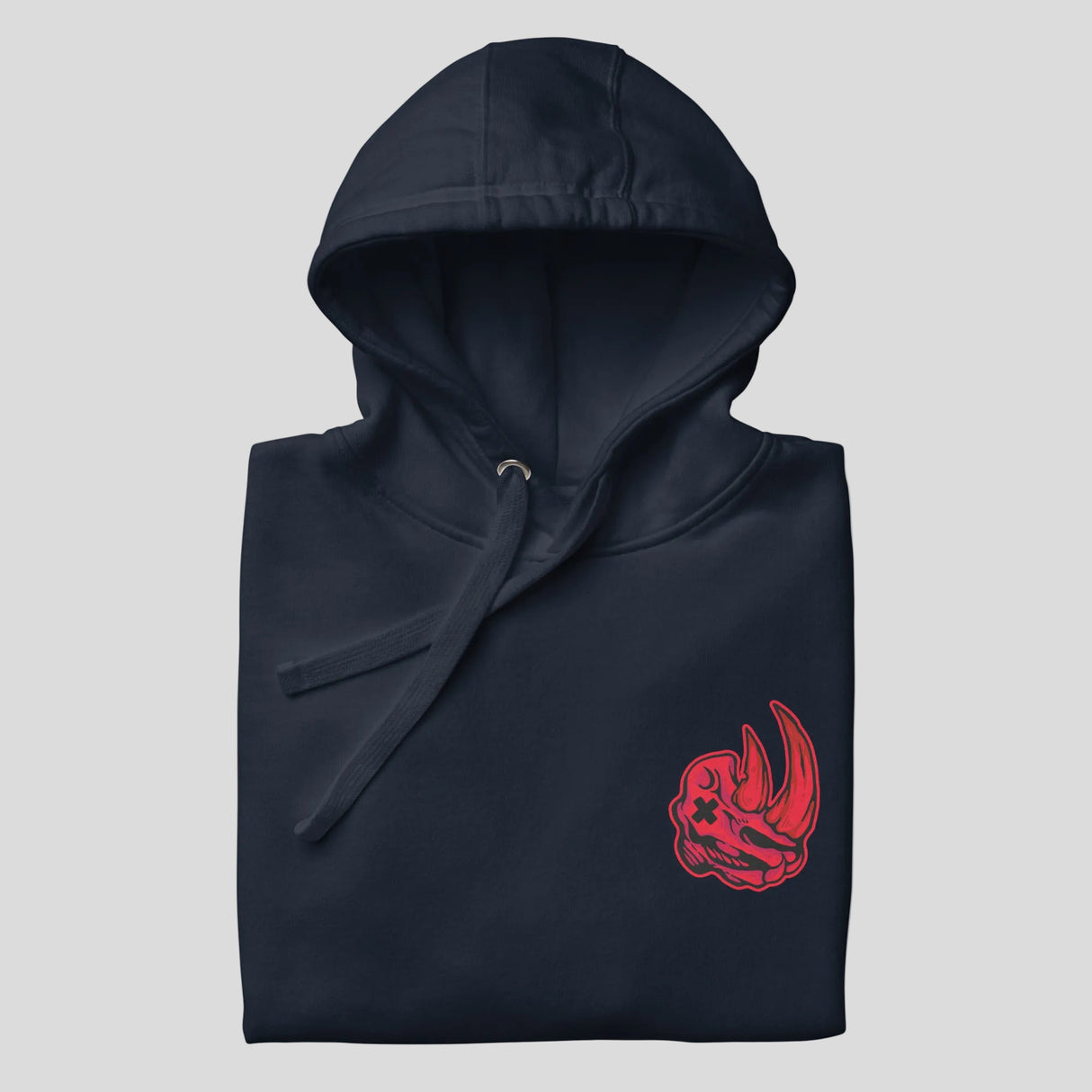 Fumetsu Rhino Hoodie Navy/Red Folded