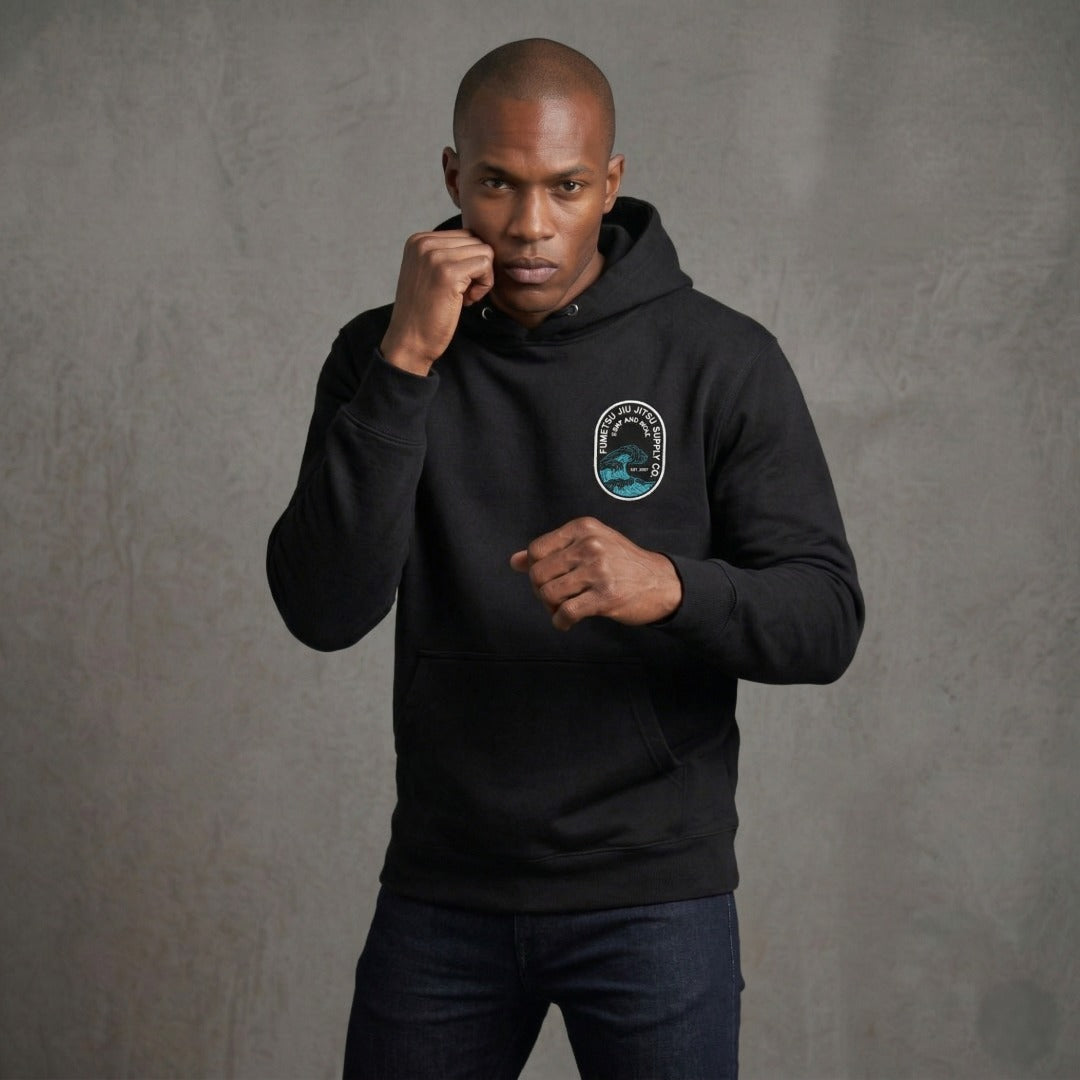 Fumetsu Surf and Roll Hoodie Black Lifestyle