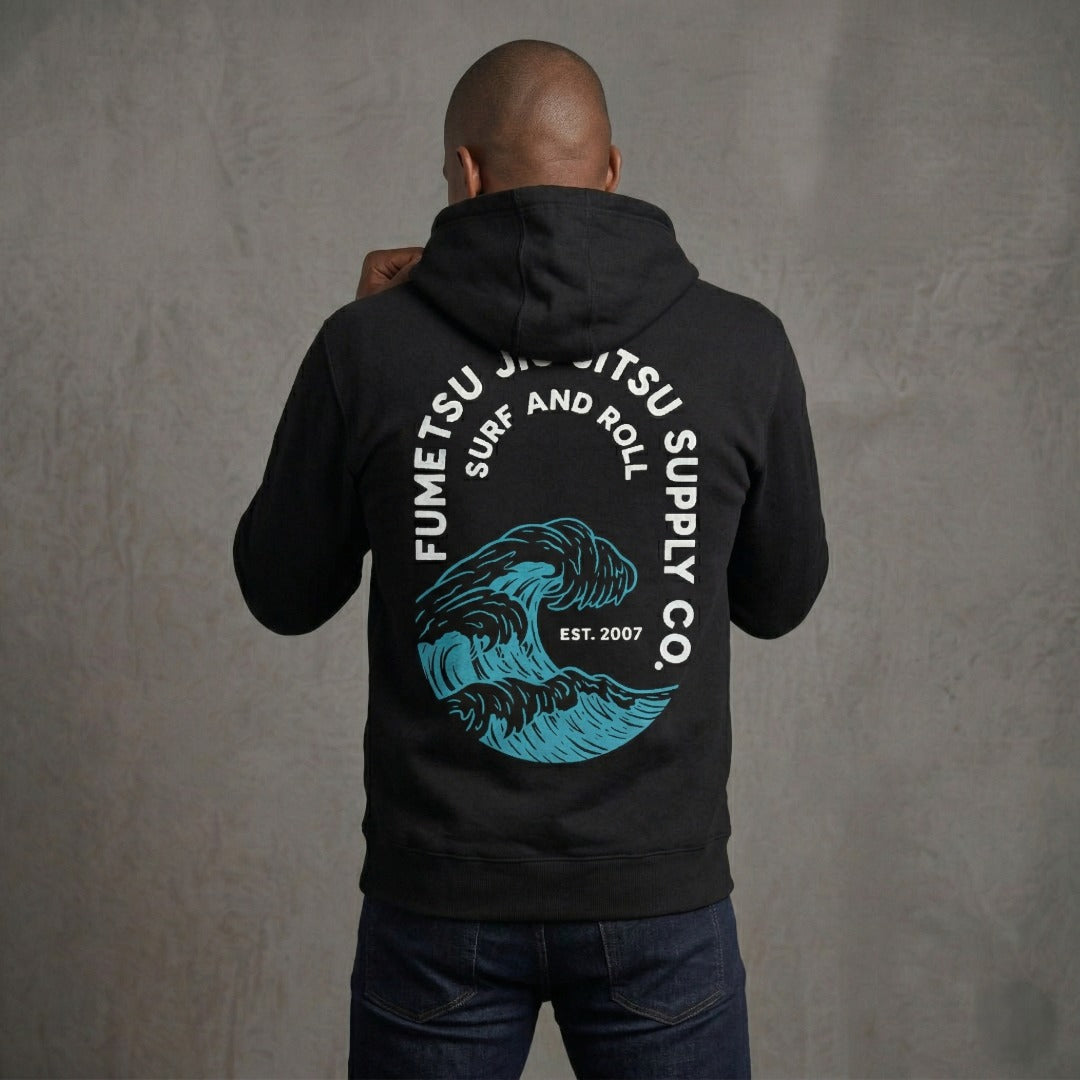 Fumetsu Surf and Roll Hoodie Black Lifestyle 2