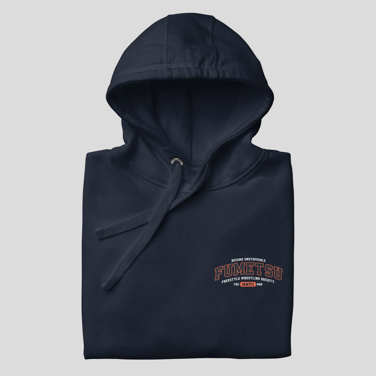 Fumetsu Varsity Hoodie Navy Folded
