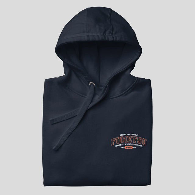 Fumetsu Varsity Hoodie Navy Folded