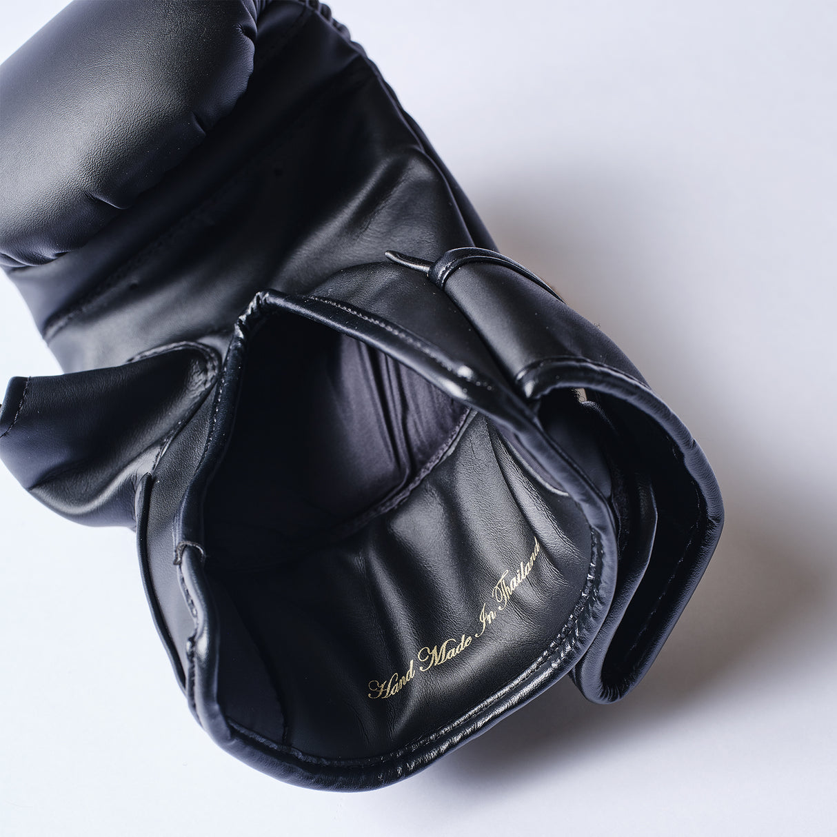 Elion Bag Gloves Black/Gold interior with Hand Made in Thailand gold script