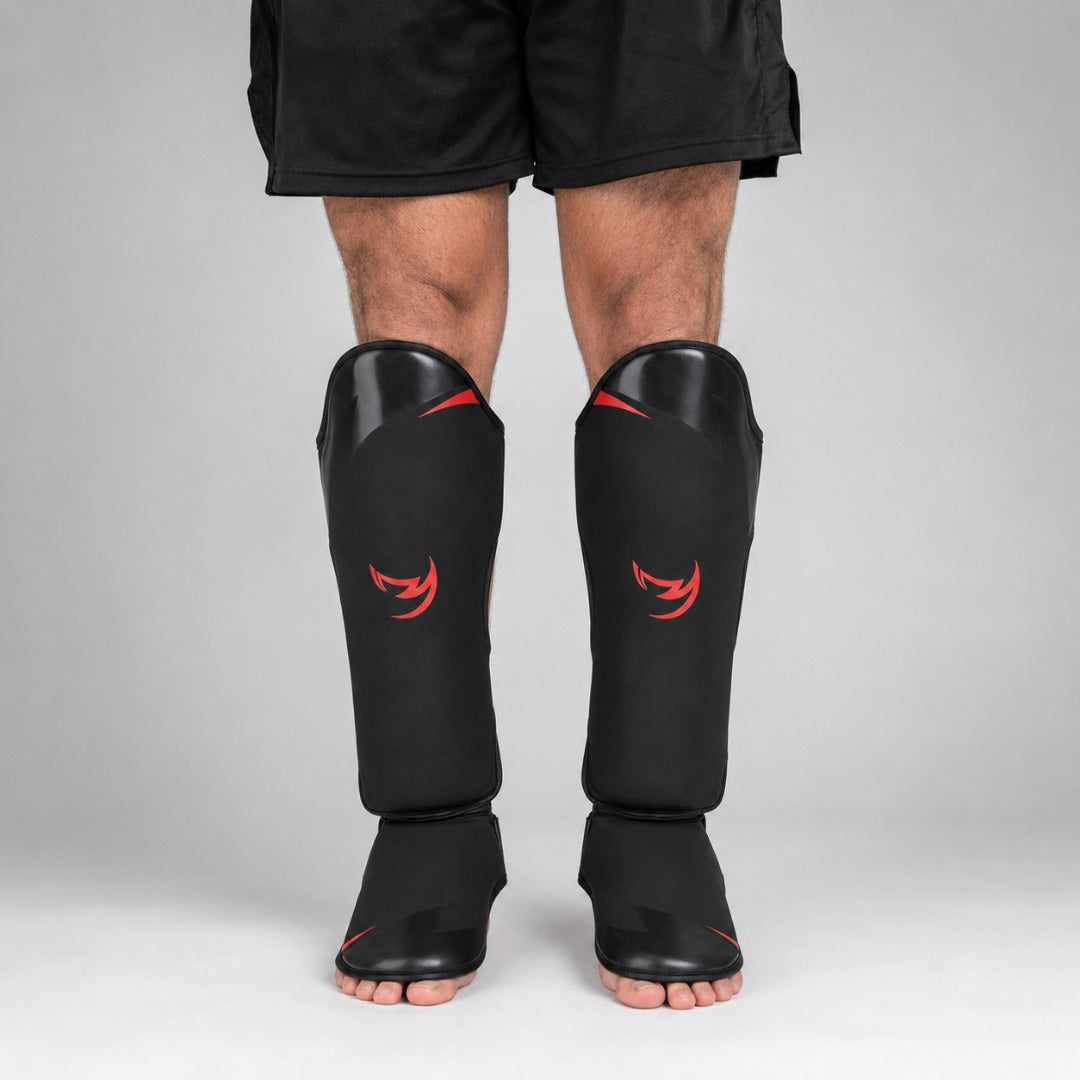 Fumetsu Ghost S3 Thai Shin Guards Black/Red Lifestyle 1