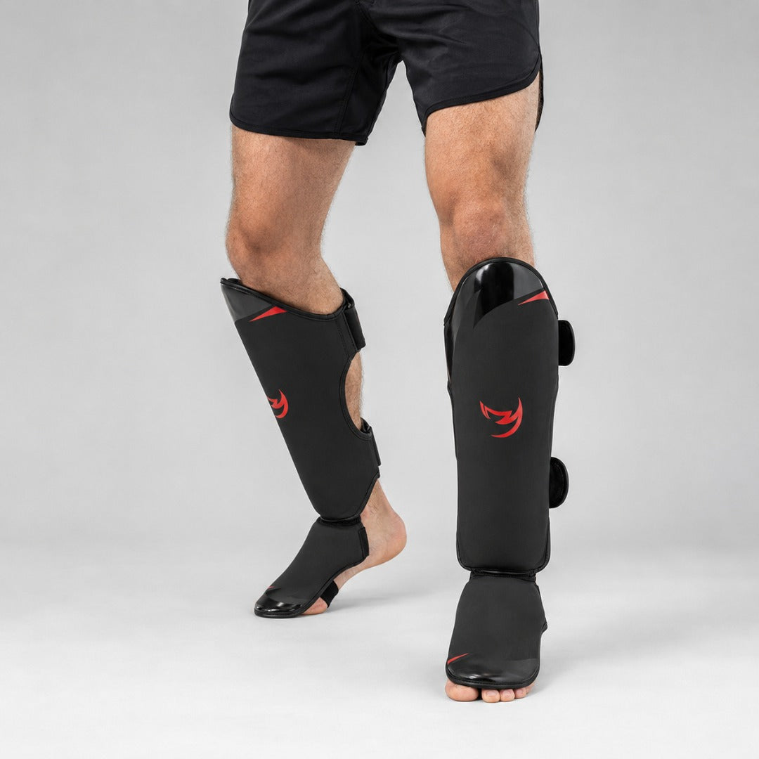Fumetsu Ghost S3 Thai Shin Guards Black/Red Lifestyle 4