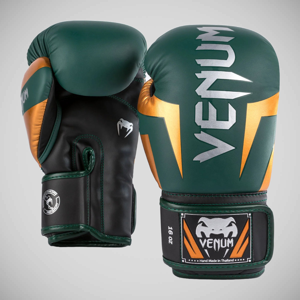 Green/Bronze/Silver Venum Elite Boxing Gloves