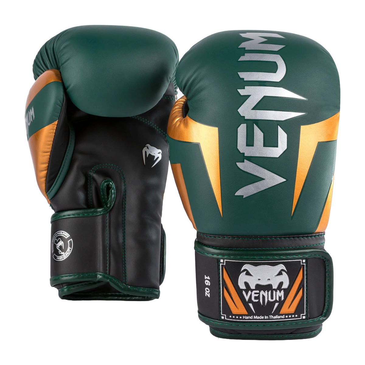 Green/Bronze/Silver Venum Elite Boxing Gloves