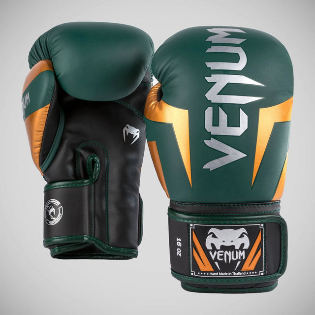 Venum Elite Boxing Gloves Green/Bronze/Silver