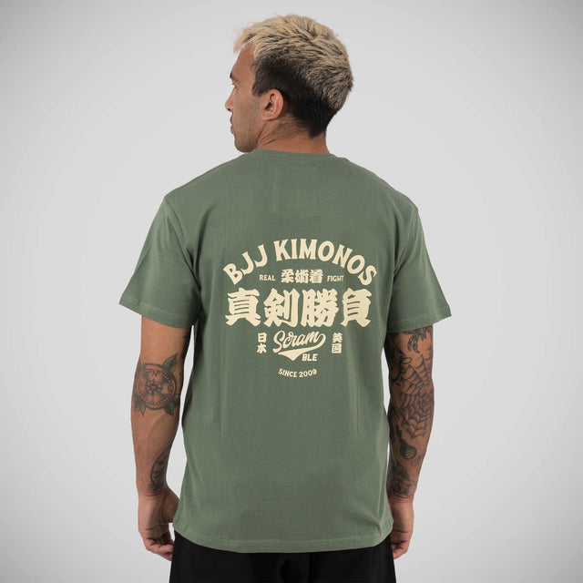 Scramble Kimono Label T-Shirt Green