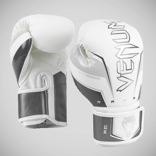 Venum Elite Evo Boxing Gloves Grey/White