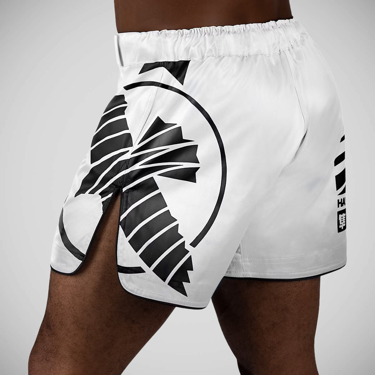 Hayabusa-Ikone mitten im Oberschenkel MMA Shorts Weiß/Schwarz