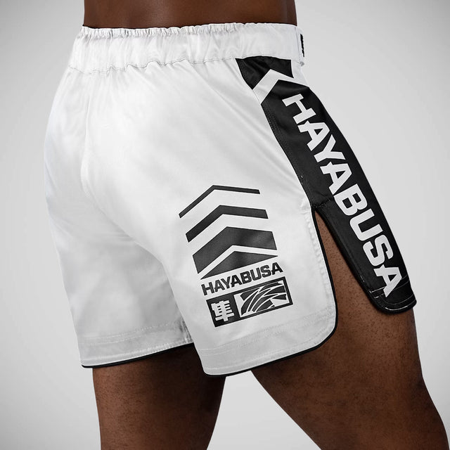 Hayabusa Icon Mid-Thigh MMA Shorts White/Black