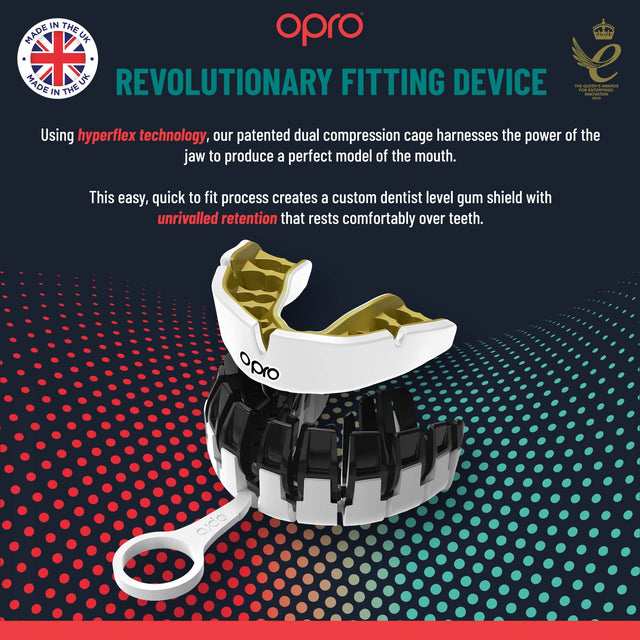 Opro Instant Custom-Fit Single Colour Mouth Guard Gold/White
