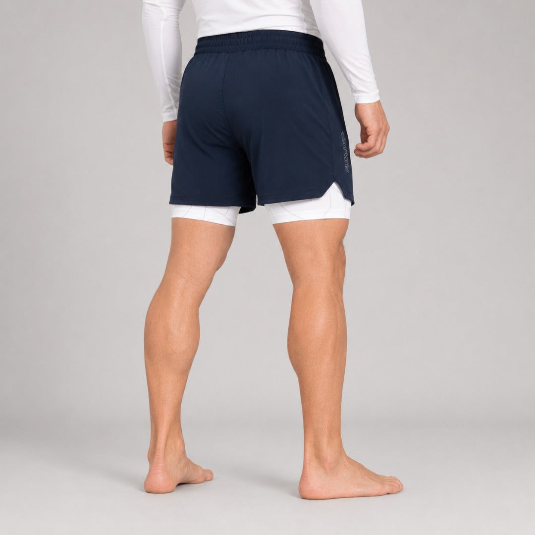 Icon Dual Layer Training Shorts Navy/White Lifestyle 3