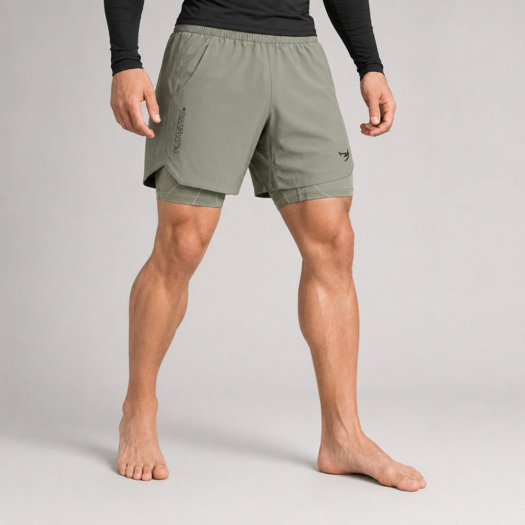 Icon Dual Layer Training Shorts Sand Lifestyle 3