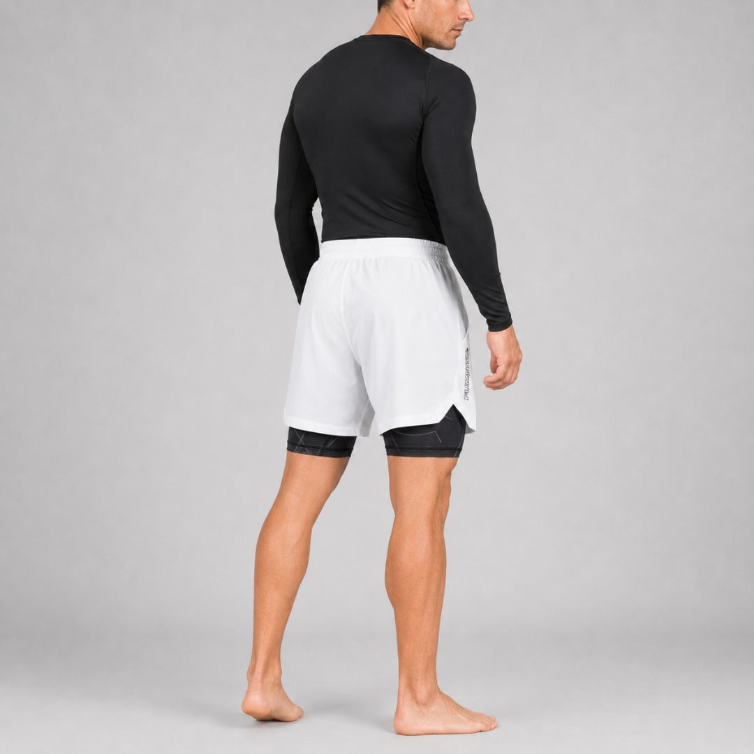 Icon Dual Layer Training Shorts White/Black Lifestyle 5