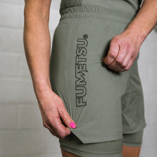 Fumetsu Icon Womens Dual Layer Fight Shorts Sand