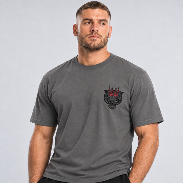 Fumetsu Inked - Tiger T-Shirt Charcoal/Red at Made4Fighters