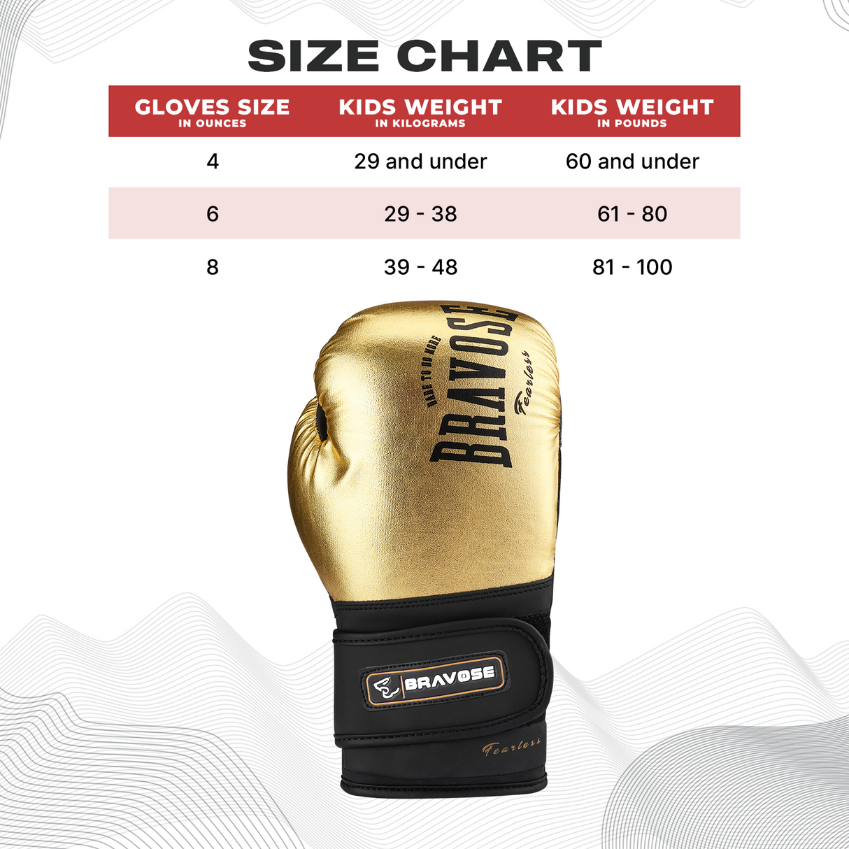 Bravose Fearless Junior Boxing Gloves Gold