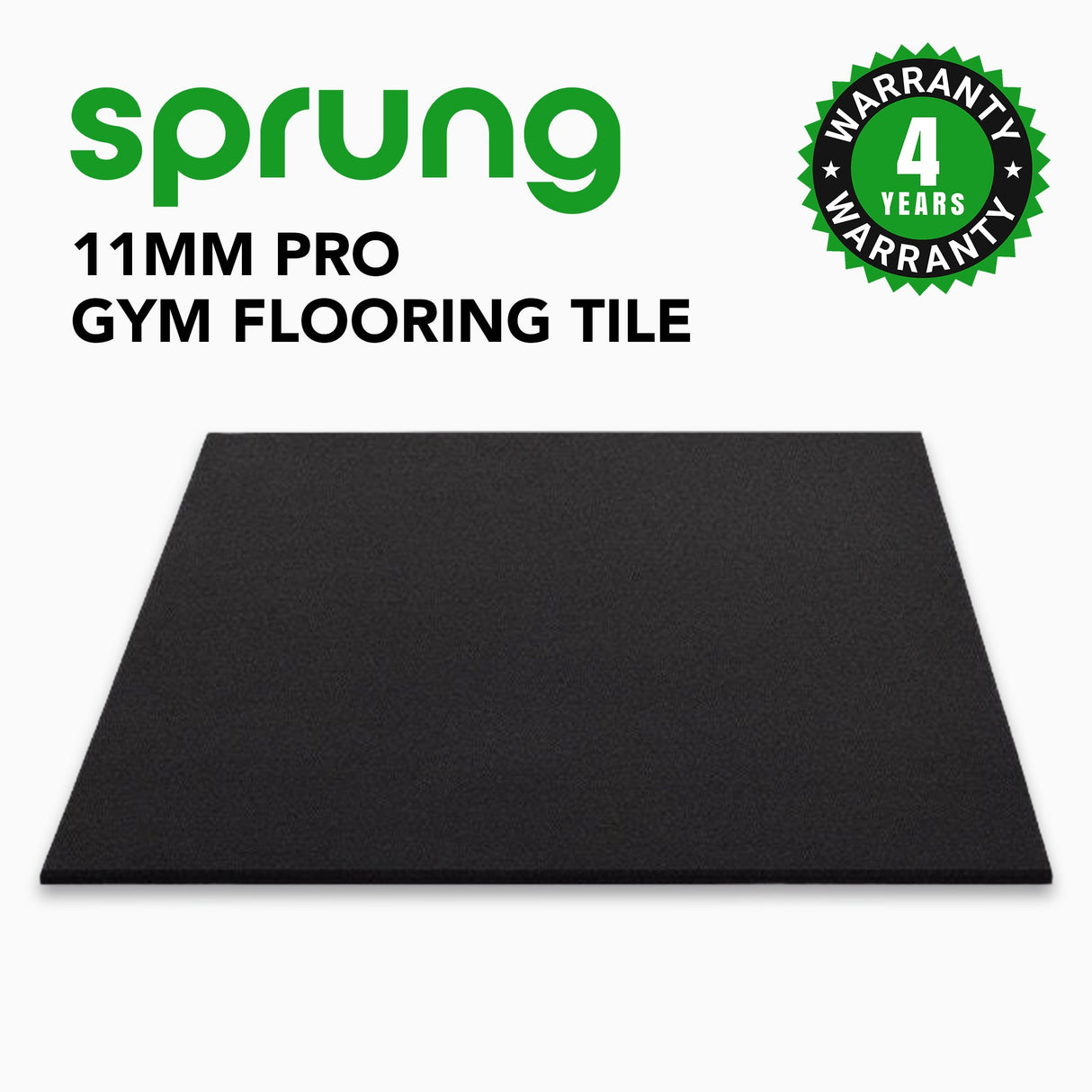 Sprung 11mm PRO Heavy-Duty Rubber Gym Mats - Black