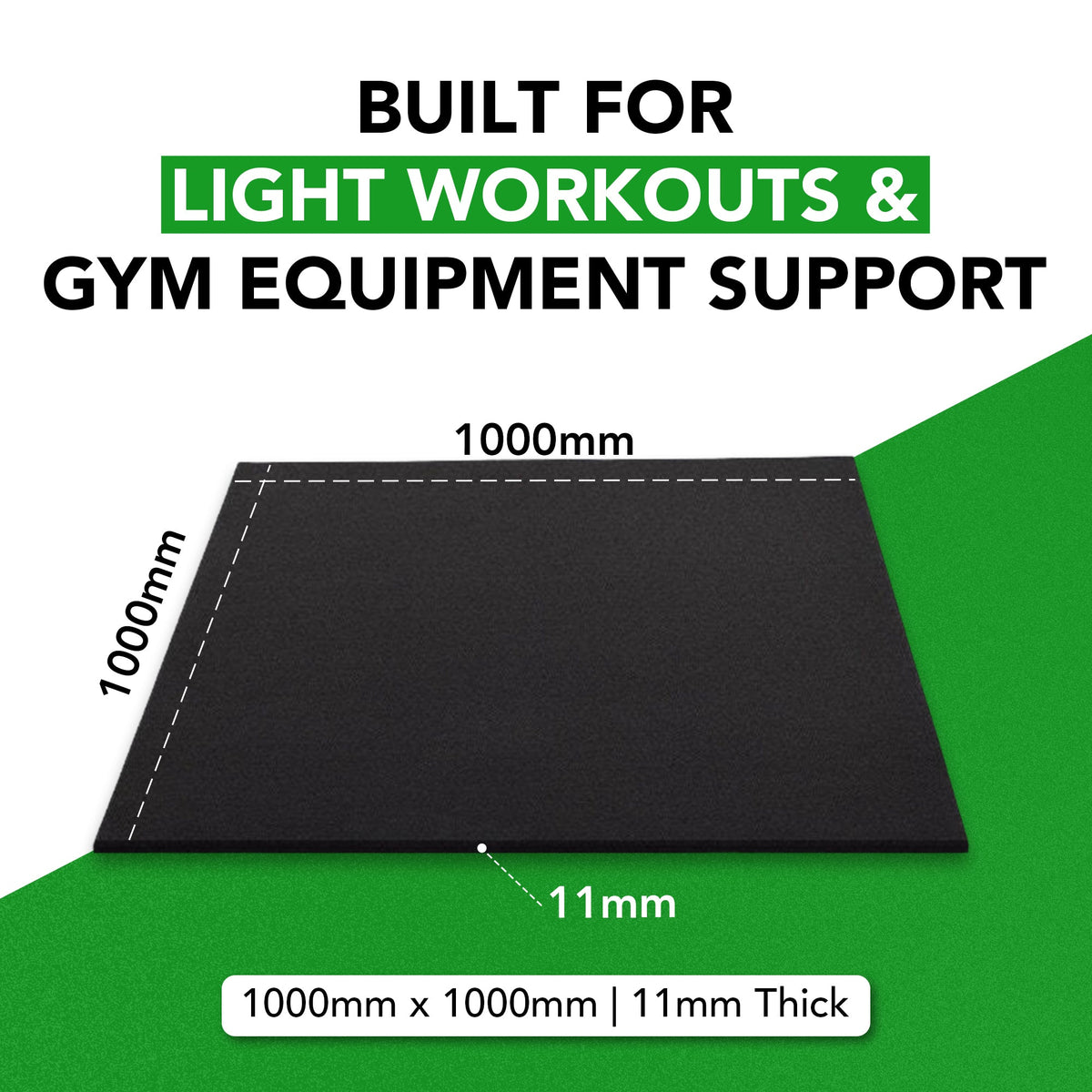 Sprung 11mm PRO Heavy-Duty Rubber Gym Mats - Black