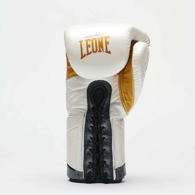 Leone Authentic 2 Lace-Up Boxing Gloves White/Gold