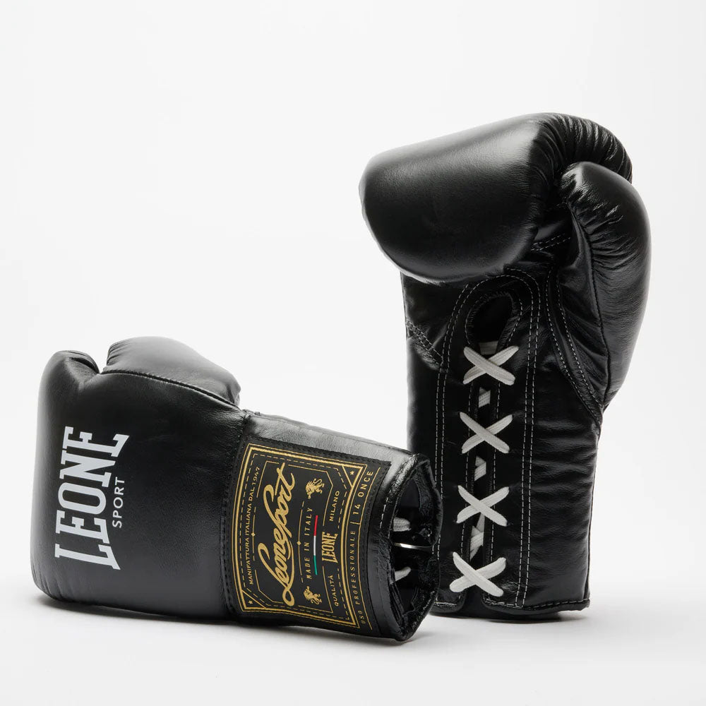 Leone Orlando Classico Laced Boxing Gloves Black
