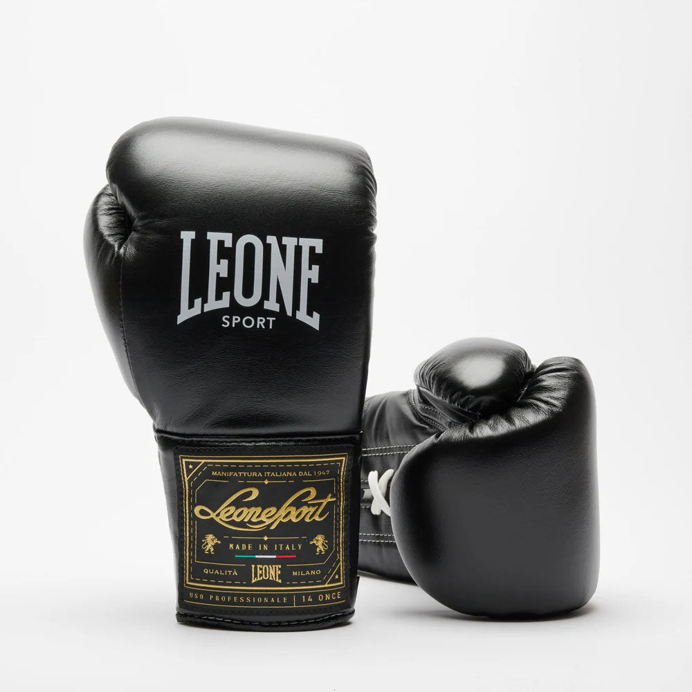 Leone Orlando Classico Laced Boxing Gloves Black