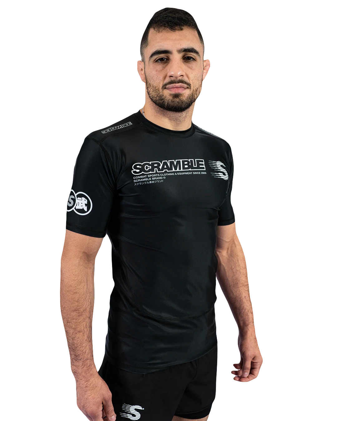 Scramble Mirai Rash Guard Black in black, view 2 of 5