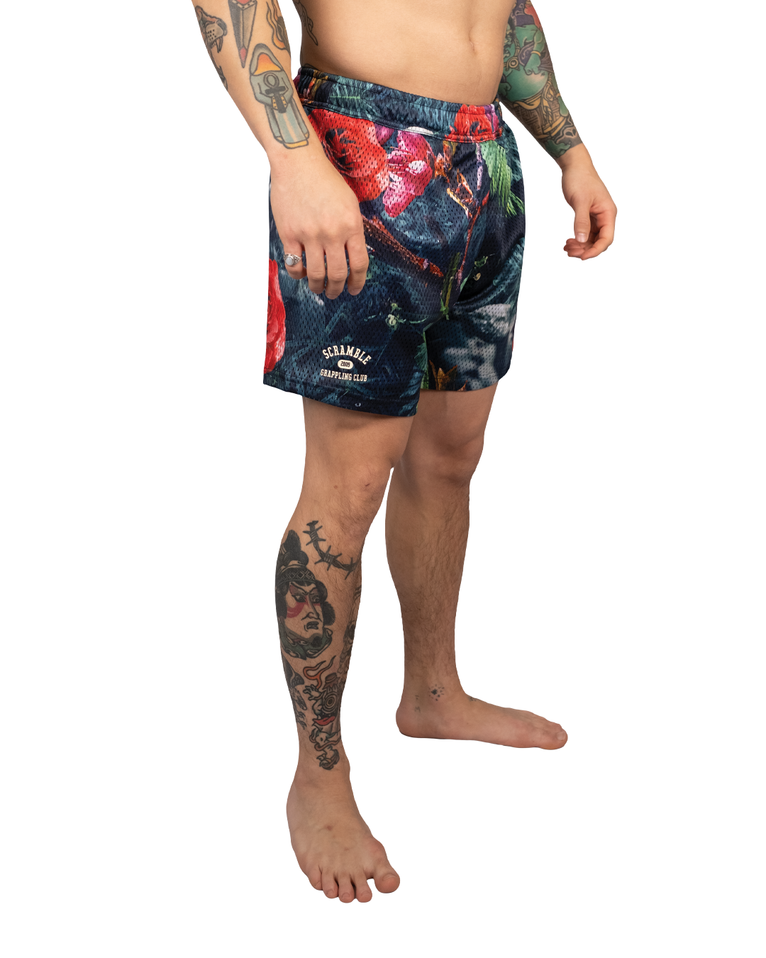 Scramble Mesh Hybrid Grappling Shorts Ohana Camo in Ohana floral camo, view 2 of 6